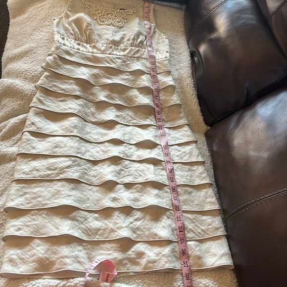 Adrianna Papell Ivory Sleeves Tiered Ruffles Mini Dress with Embellishme… - Picture 8 of 14